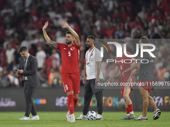 Okay Yokuslu of Turkey  during the UEFA Nations League 2024/25 League B Group B4 match between Turkiye and Iceland at Gürsel Aksel Stadium o...