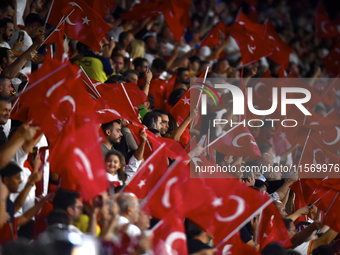 Turkey's fans  during the UEFA Nations League 2024/25 League B Group B4 match between Turkiye and Iceland at Gürsel Aksel Stadium on Septemb...