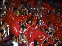 Turkey's fans  during the UEFA Nations League 2024/25 League B Group B4 match between Turkiye and Iceland at Gürsel Aksel Stadium on Septemb...