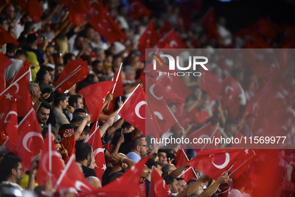 Turkey's fans  during the UEFA Nations League 2024/25 League B Group B4 match between Turkiye and Iceland at Gürsel Aksel Stadium on Septemb...