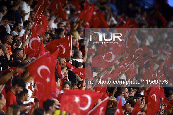 Turkey's fans  during the UEFA Nations League 2024/25 League B Group B4 match between Turkiye and Iceland at Gürsel Aksel Stadium on Septemb...