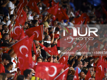 Turkey's fans  during the UEFA Nations League 2024/25 League B Group B4 match between Turkiye and Iceland at Gürsel Aksel Stadium on Septemb...