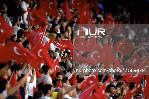 Turkey's fans  during the UEFA Nations League 2024/25 League B Group B4 match between Turkiye and Iceland at Gürsel Aksel Stadium on Septemb...