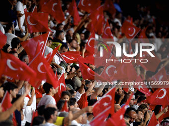 Turkey's fans  during the UEFA Nations League 2024/25 League B Group B4 match between Turkiye and Iceland at Gürsel Aksel Stadium on Septemb...