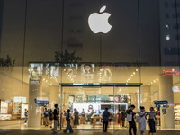 People buy Apple products at an Apple product store in Changsha, China, on September 11, 2024. According to the relevant page of Apple's off...