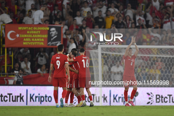 Kerem Akturkoglu of Turkey celebrates after scoring  during the UEFA Nations League 2024/25 League B Group B4 match between Turkiye and Icel...