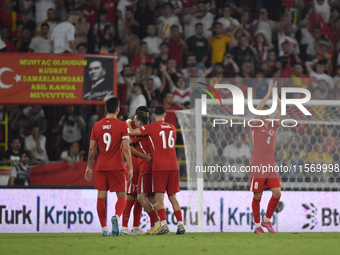 Kerem Akturkoglu of Turkey celebrates after scoring  during the UEFA Nations League 2024/25 League B Group B4 match between Turkiye and Icel...