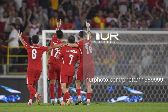 Kerem Akturkoglu of Turkey celebrates after scoring  during the UEFA Nations League 2024/25 League B Group B4 match between Turkiye and Icel...