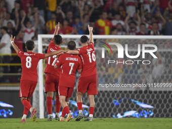 Kerem Akturkoglu of Turkey celebrates after scoring  during the UEFA Nations League 2024/25 League B Group B4 match between Turkiye and Icel...