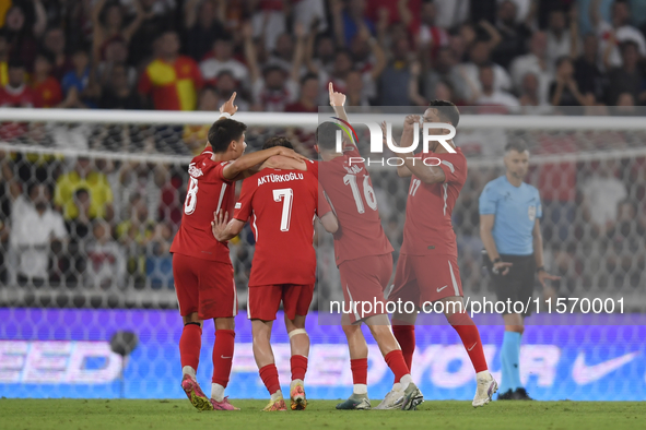 Kerem Akturkoglu of Turkey celebrates after scoring  during the UEFA Nations League 2024/25 League B Group B4 match between Turkiye and Icel...