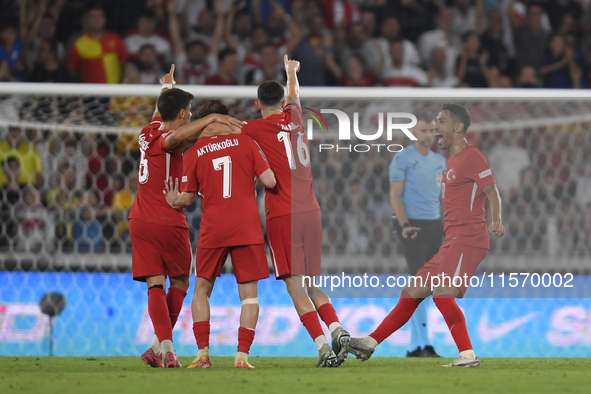 Kerem Akturkoglu of Turkey celebrates after scoring  during the UEFA Nations League 2024/25 League B Group B4 match between Turkiye and Icel...