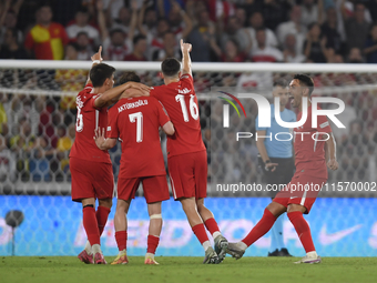 Kerem Akturkoglu of Turkey celebrates after scoring  during the UEFA Nations League 2024/25 League B Group B4 match between Turkiye and Icel...