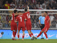 Kerem Akturkoglu of Turkey celebrates after scoring  during the UEFA Nations League 2024/25 League B Group B4 match between Turkiye and Icel...