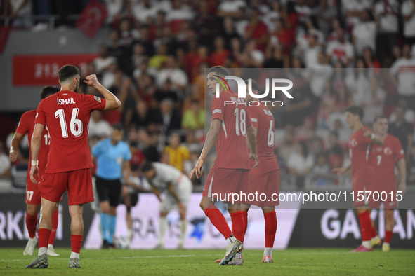 Mert Muldur of Turkey  during the UEFA Nations League 2024/25 League B Group B4 match between Turkiye and Iceland at Gürsel Aksel Stadium on...