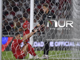 Merih Demiral and Mert Gunok of Turkey  during the UEFA Nations League 2024/25 League B Group B4 match between Turkiye and Iceland at Gürsel...