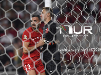 Merih Demiral and Mert Gunok of Turkey   during the UEFA Nations League 2024/25 League B Group B4 match between Turkiye and Iceland at Gürse...