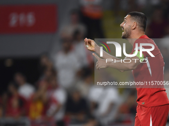 Merih Demiral of Turkey  during the UEFA Nations League 2024/25 League B Group B4 match between Turkiye and Iceland at Gürsel Aksel Stadium...