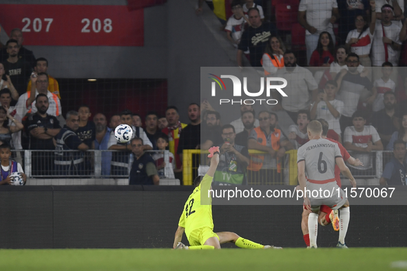 Kerem Akturkoglu of Turkey scores his side second goal  during the UEFA Nations League 2024/25 League B Group B4 match between Turkiye and I...