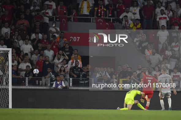 Kerem Akturkoglu of Turkey scores his side second goal  during the UEFA Nations League 2024/25 League B Group B4 match between Turkiye and I...