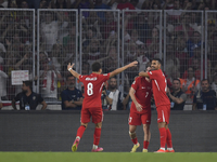 Kerem Akturkoglu of Turkey celebrates after scoring his side second goal  during the UEFA Nations League 2024/25 League B Group B4 match bet...