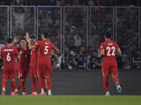 Kerem Akturkoglu of Turkey celebrates after scoring his side second goal  during the UEFA Nations League 2024/25 League B Group B4 match bet...