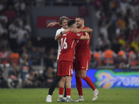 Merih Demiral and Ismail Yuksek of Turkey  during the UEFA Nations League 2024/25 League B Group B4 match between Turkiye and Iceland at Gür...