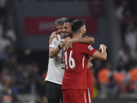 Merih Demiral and Ismail Yuksek of Turkey  during the UEFA Nations League 2024/25 League B Group B4 match between Turkiye and Iceland at Gür...