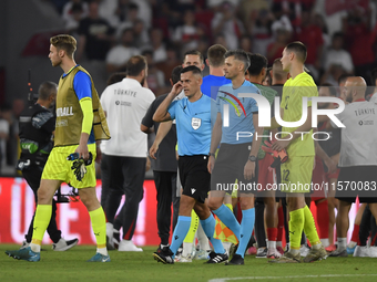 Referee Enea Jorgii and assistant referee Ridiger Cokaj of Albania  during the UEFA Nations League 2024/25 League B Group B4 match between T...