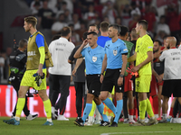 Referee Enea Jorgii and assistant referee Ridiger Cokaj of Albania  during the UEFA Nations League 2024/25 League B Group B4 match between T...