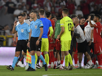 Referee Enea Jorgii and assistant referee Ridiger Cokaj of Albania  during the UEFA Nations League 2024/25 League B Group B4 match between T...