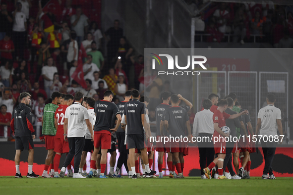 Players of Turkey   during the UEFA Nations League 2024/25 League B Group B4 match between Turkiye and Iceland at Gürsel Aksel Stadium on Se...