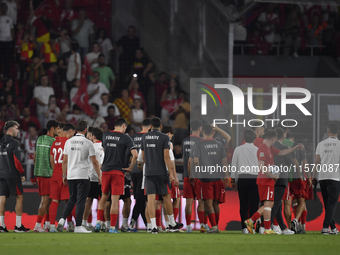 Players of Turkey   during the UEFA Nations League 2024/25 League B Group B4 match between Turkiye and Iceland at Gürsel Aksel Stadium on Se...