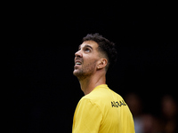 Thanasi Kokkinakis of Australia looks on during the game against Jakub Mensik of Czechia during the 2024 Davis Cup Group B Stage match betwe...