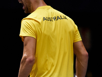 Thanasi Kokkinakis of Australia celebrates a point during the game against Jakub Mensik of Czechia during the 2024 Davis Cup Group B Stage m...