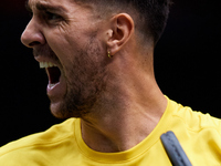 Thanasi Kokkinakis of Australia celebrates a point during the game against Jakub Mensik of Czechia during the 2024 Davis Cup Group B Stage m...