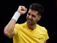 Thanasi Kokkinakis of Australia celebrates a point during the game against Jakub Mensik of Czechia during the 2024 Davis Cup Group B Stage m...