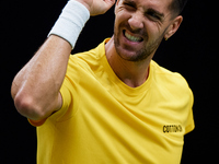 Thanasi Kokkinakis of Australia celebrates a point during the game against Jakub Mensik of Czechia during the 2024 Davis Cup Group B Stage m...