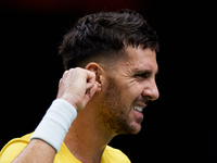 Thanasi Kokkinakis of Australia celebrates a point during the game against Jakub Mensik of Czechia during the 2024 Davis Cup Group B Stage m...