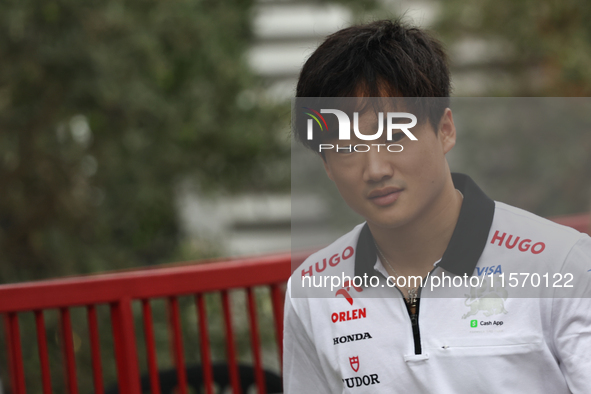 Yuki Tsunoda of RB before first practice ahead of the Formula 1 Grand Prix of Azerbaijan at Baku City Circuit in Baku, Azerbaijan on Septemb...