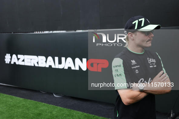 Valtteri Bottas of Kick Sauber before first practice ahead of the Formula 1 Grand Prix of Azerbaijan at Baku City Circuit in Baku, Azerbaija...