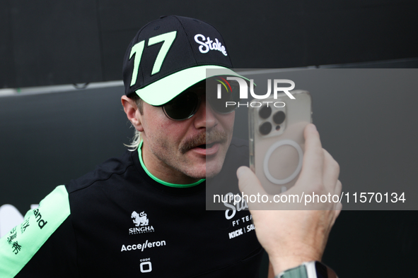 Valtteri Bottas of Kick Sauber before first practice ahead of the Formula 1 Grand Prix of Azerbaijan at Baku City Circuit in Baku, Azerbaija...