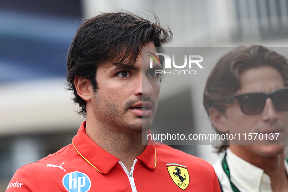 Carlos Sainz of Ferrari before first practice ahead of the Formula 1 Grand Prix of Azerbaijan at Baku City Circuit in Baku, Azerbaijan on Se...