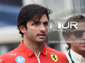 Carlos Sainz of Ferrari before first practice ahead of the Formula 1 Grand Prix of Azerbaijan at Baku City Circuit in Baku, Azerbaijan on Se...