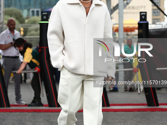 Lewis Hamilton of Mercedes before first practice ahead of the Formula 1 Grand Prix of Azerbaijan at Baku City Circuit in Baku, Azerbaijan on...