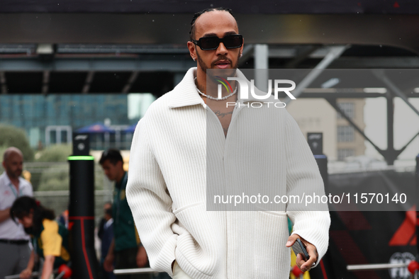 Lewis Hamilton of Mercedes before first practice ahead of the Formula 1 Grand Prix of Azerbaijan at Baku City Circuit in Baku, Azerbaijan on...