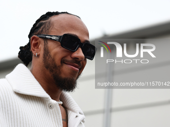 Lewis Hamilton of Mercedes before first practice ahead of the Formula 1 Grand Prix of Azerbaijan at Baku City Circuit in Baku, Azerbaijan on...