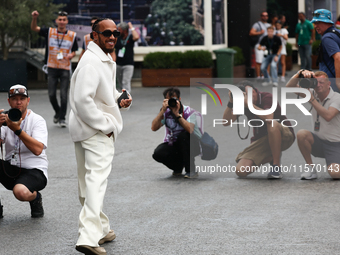 Lewis Hamilton of Mercedes before first practice ahead of the Formula 1 Grand Prix of Azerbaijan at Baku City Circuit in Baku, Azerbaijan on...