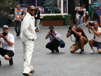 Lewis Hamilton of Mercedes before first practice ahead of the Formula 1 Grand Prix of Azerbaijan at Baku City Circuit in Baku, Azerbaijan on...