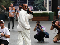 Lewis Hamilton of Mercedes before first practice ahead of the Formula 1 Grand Prix of Azerbaijan at Baku City Circuit in Baku, Azerbaijan on...