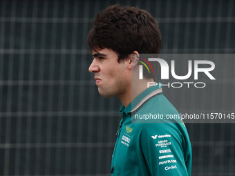 Lance Stroll of Aston Martin Aramco before first practice ahead of the Formula 1 Grand Prix of Azerbaijan at Baku City Circuit in Baku, Azer...